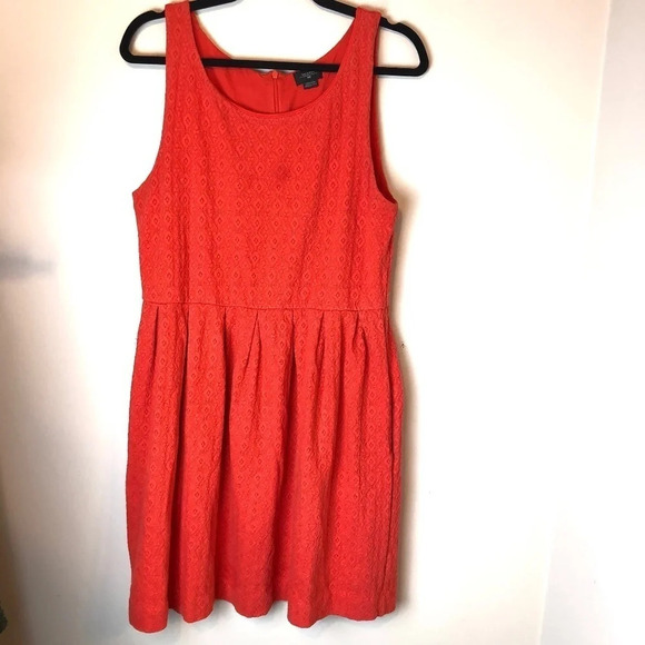 Deletta | Textured Fit & Flare Dress Coral Large - Picture 1 of 7